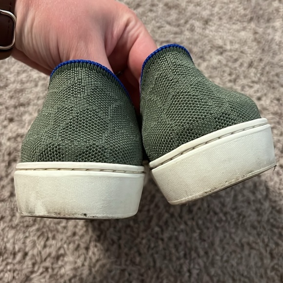 Rothy's Safari Olive Green Animal Print Slip On Knit Sneakers - Picture 2 of 6